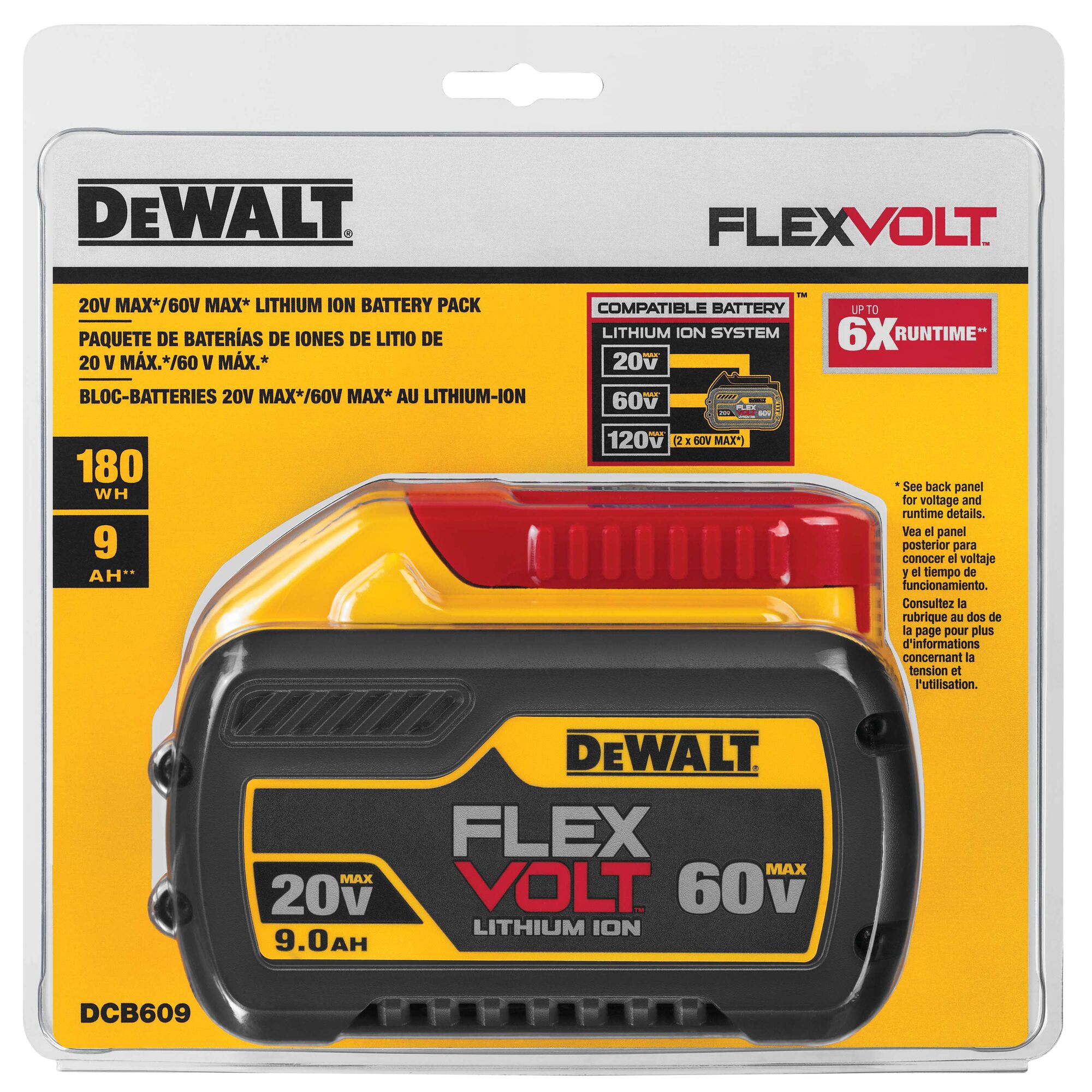 20 Volt to 60 Volt 9 AMP hours Lithium-Ion Battery in plastic Packaging