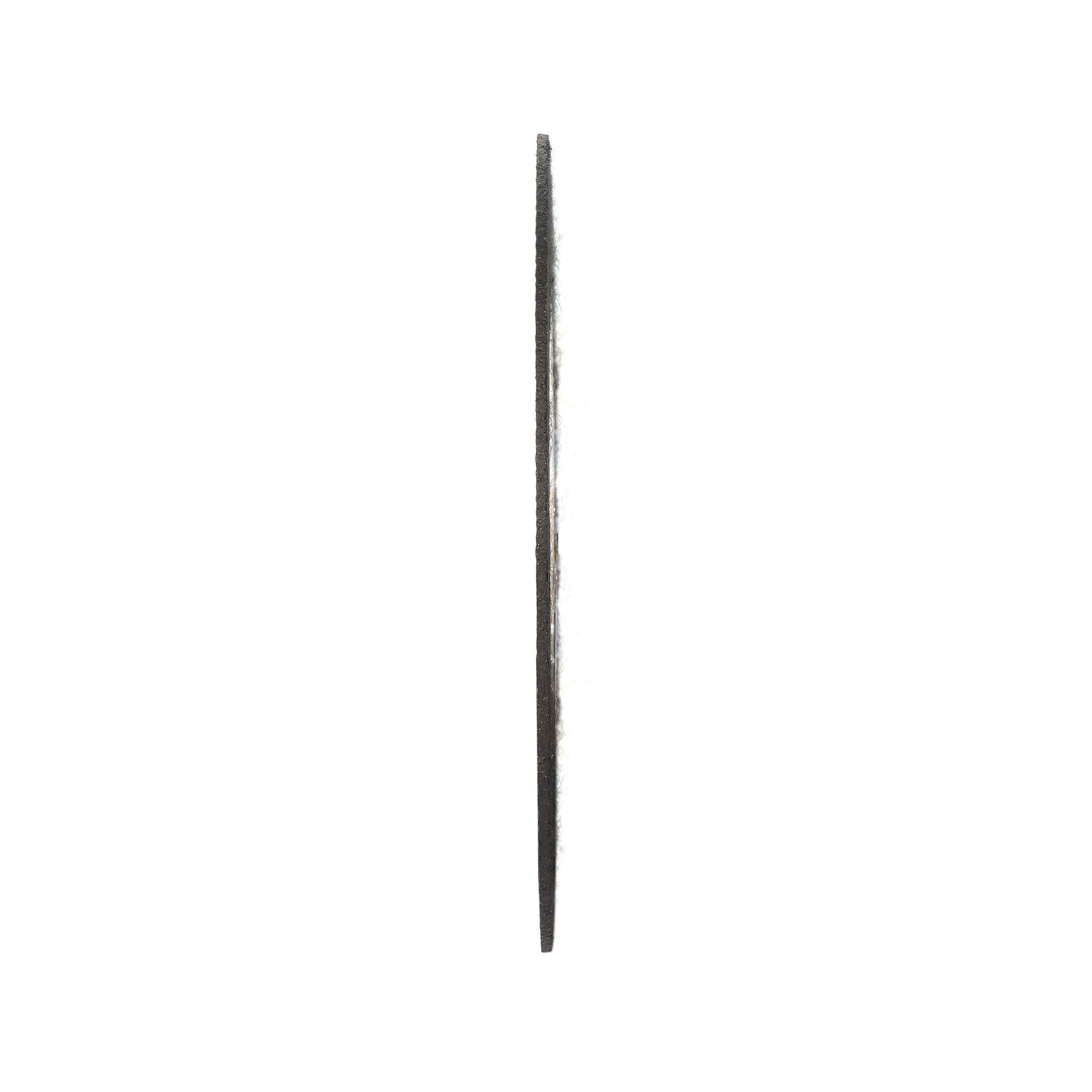 Side view of a thin, circular cutting disc, typically used for cutting metal or other hard materials with a power tool.