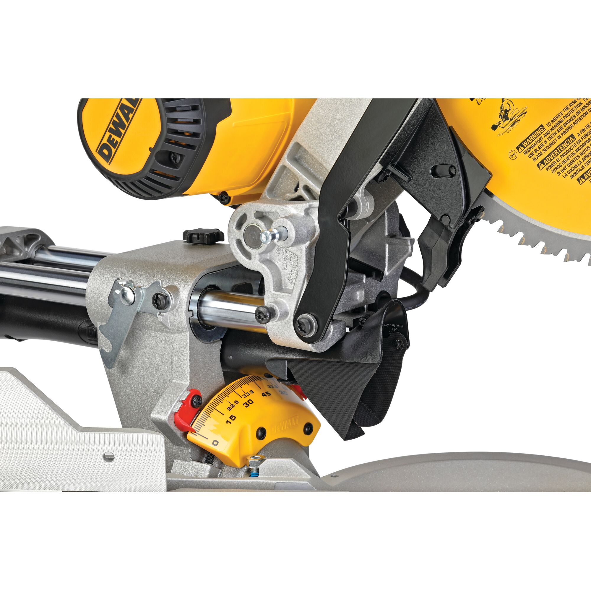 Sliding fence feature of a 12 inch double bevel sliding compound miter saw.